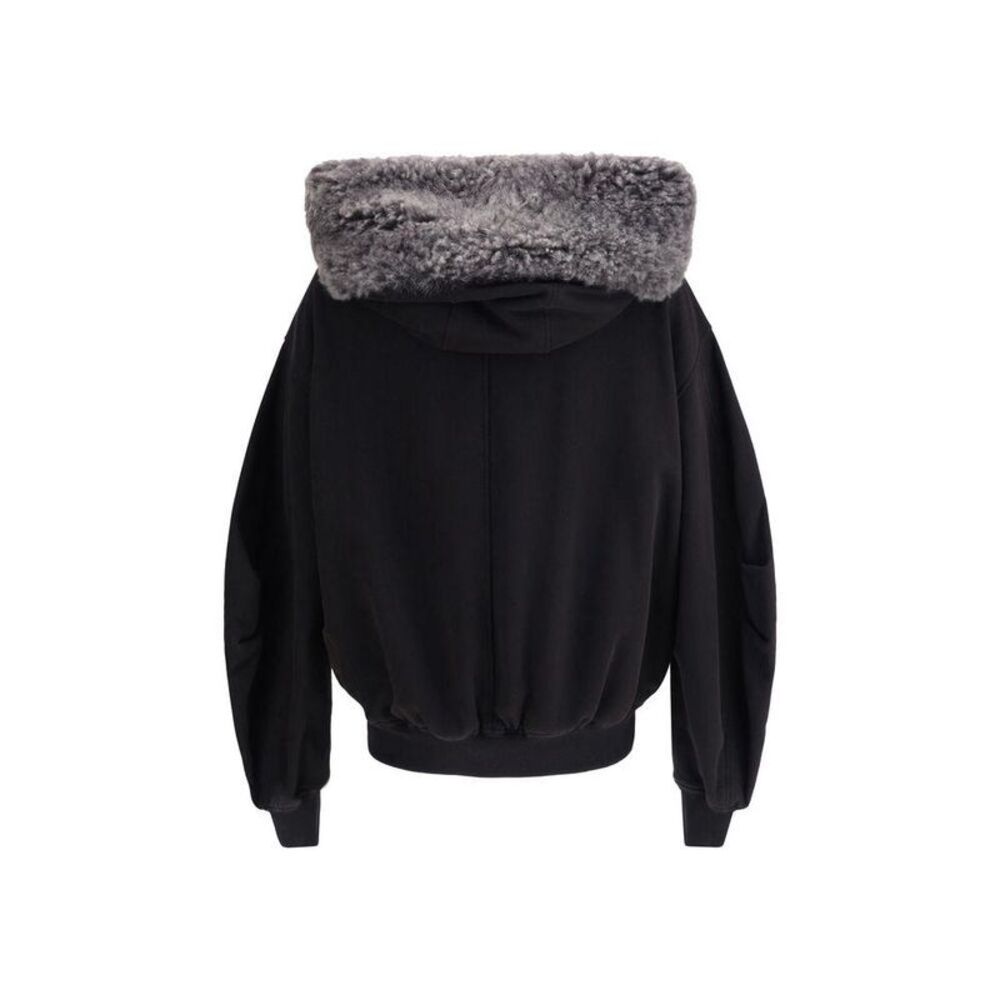 Dolce & Gabbana Faux Fur Trim Hooded Jacket Men Black Sweaters - Picture 2 of 3